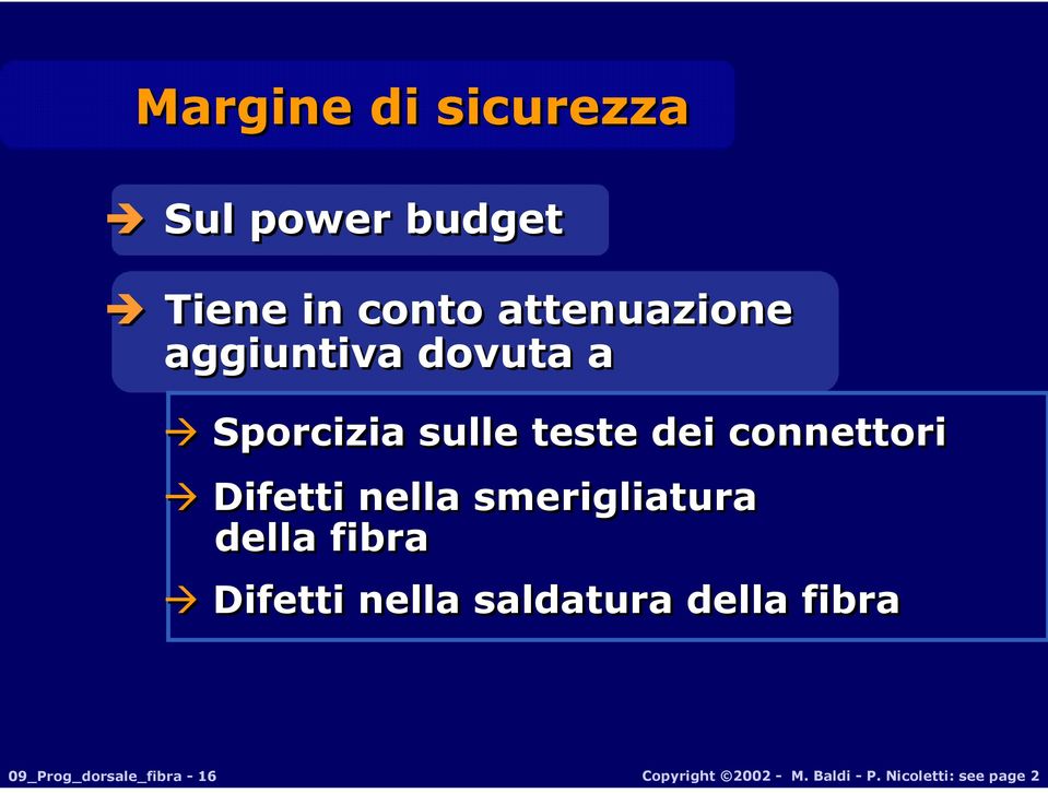 nella smerigliatura della fibra Difetti nella saldatura della fibra