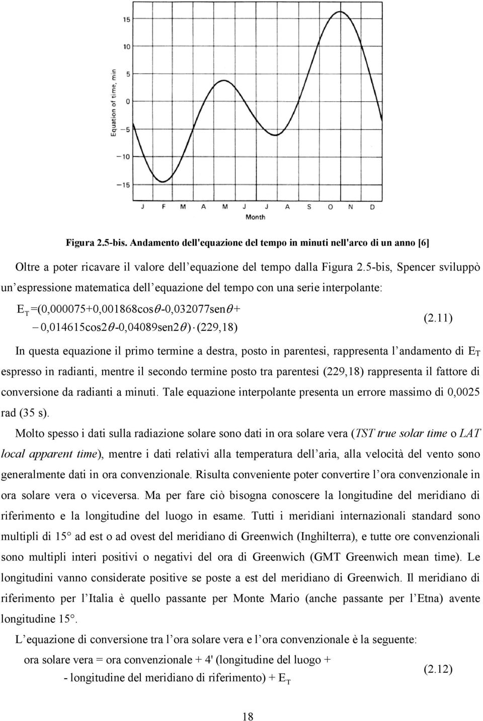 11) In questa equazione il primo termine a destra, posto in parentesi, rappresenta l andamento di E T espresso in radianti, mentre il secondo termine posto tra parentesi (229,18) rappresenta il