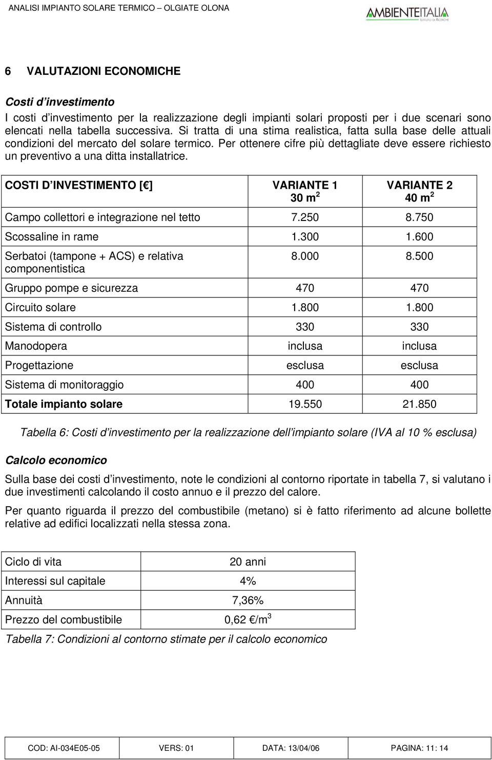 Per ottenere cifre più dettagliate deve essere richiesto un preventivo a una ditta installatrice.