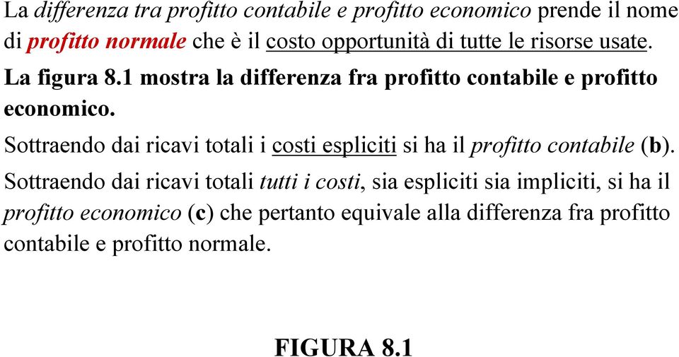 Sottraendo dai ricavi totali i costi espliciti si ha il profitto contabile (b).