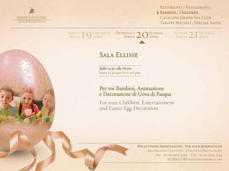 00 pm Per voi Bambini, Animazione e Decorazione di Uova di Pasqua