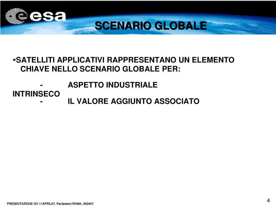 SCENARIO GLOBALE PER: - ASPETTO