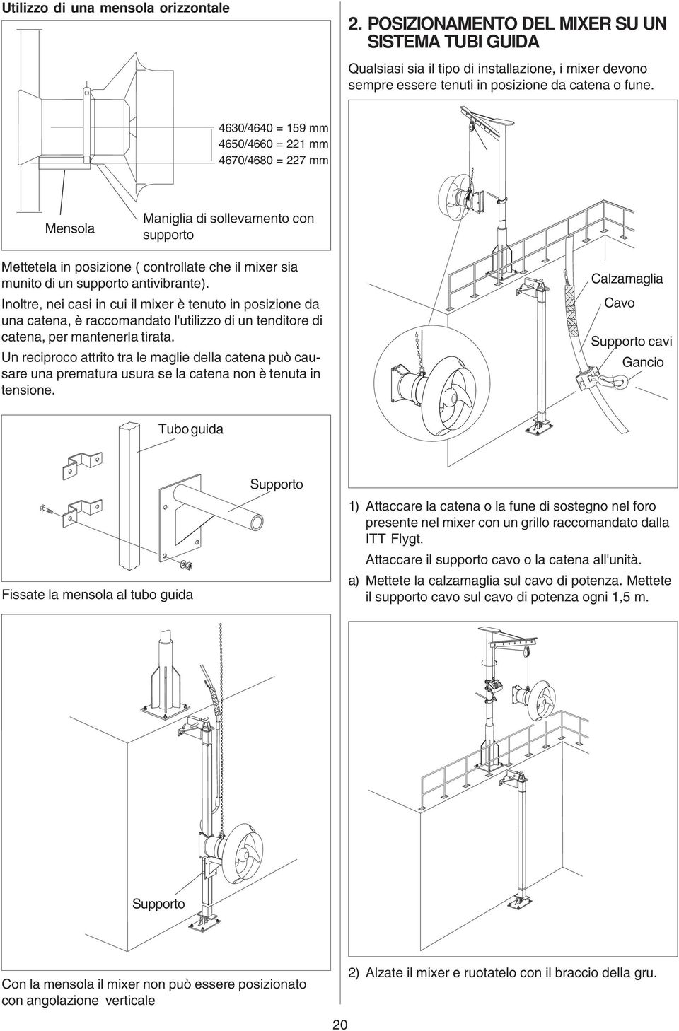 Inoltre, nei csi in cui il mixer è tenuto in posizione d un cten, è rccomndto l'utilizzo di un tenditore di cten, per mntenerl tirt.