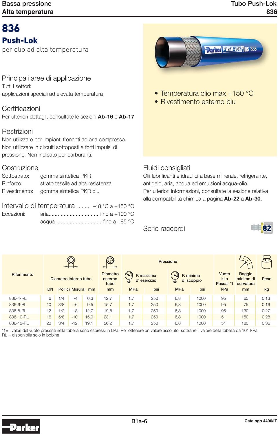 Non indicato per carburanti. Costruzione Sottostrato: Rinforzo: Rivestimento: gomma sintetica PKR strato tessile ad alta resistenza gomma sintetica PKR blu Intervallo di temperatura.