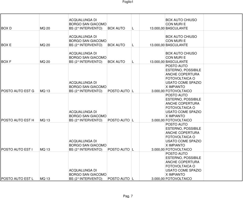 000,00 BASCULANTE BS (2 INTERVENTO) BOX AUTO L 13.000,00 BS (2 INTERVENTO) L 3.