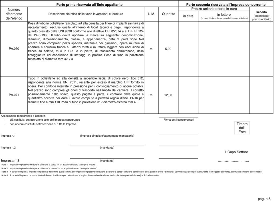 bagni, rispondente a quanto previsto dalla UNI 9338 conforme alle direttive CEI 85/374 e al D.P.R. 224 del 24-5-1988.