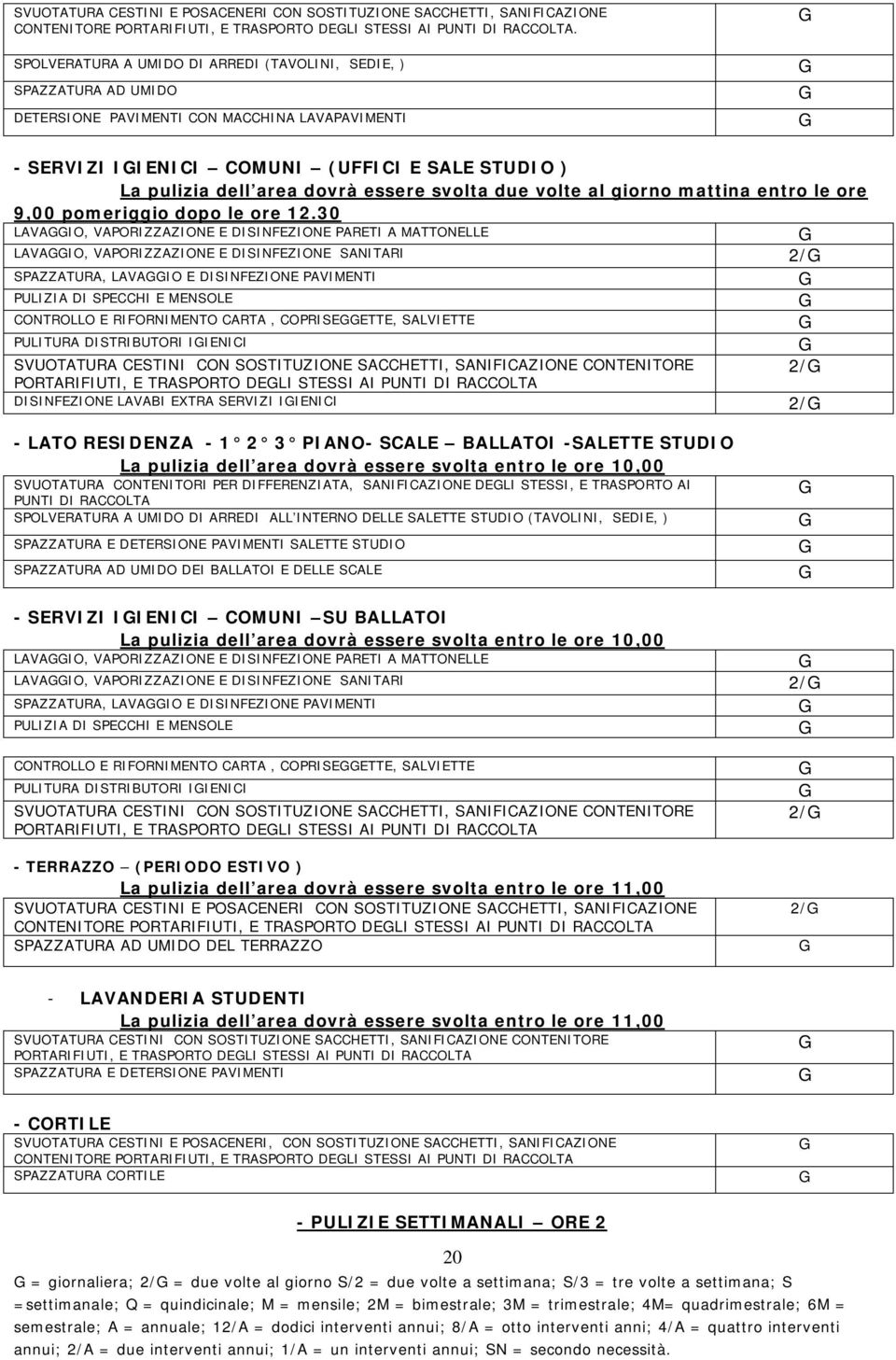 volte al giorno mattina entro le ore 9,00 pomeriggio dopo le ore 12.