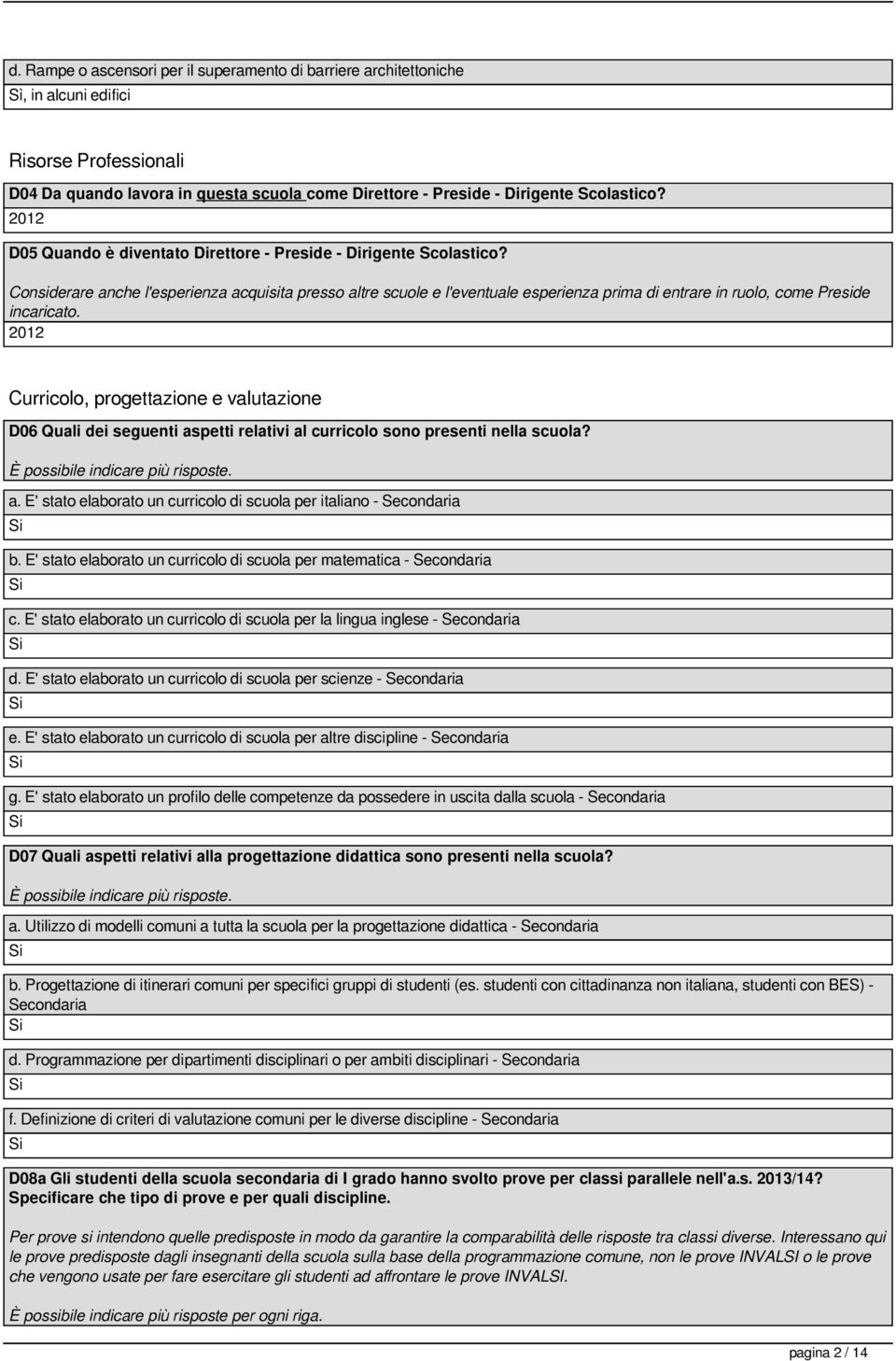 Considerare anche l'esperienza acquisita presso altre scuole e l'eventuale esperienza prima di entrare in ruolo, come Preside incaricato.