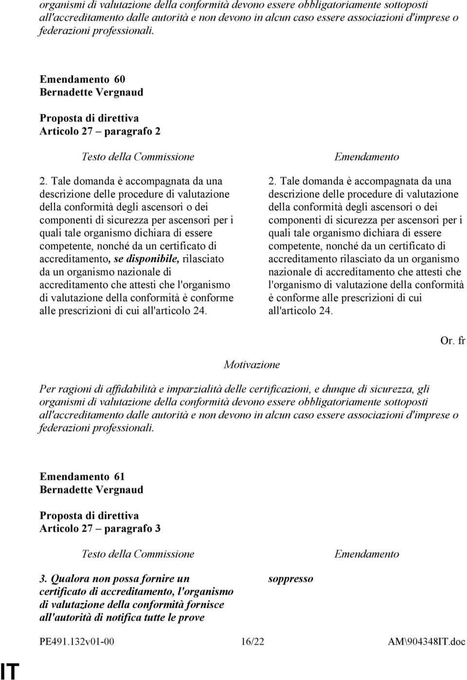 Tale domanda è accompagnata da una descrizione delle procedure di valutazione della conformità degli ascensori o dei componenti di sicurezza per ascensori per i quali tale organismo dichiara di