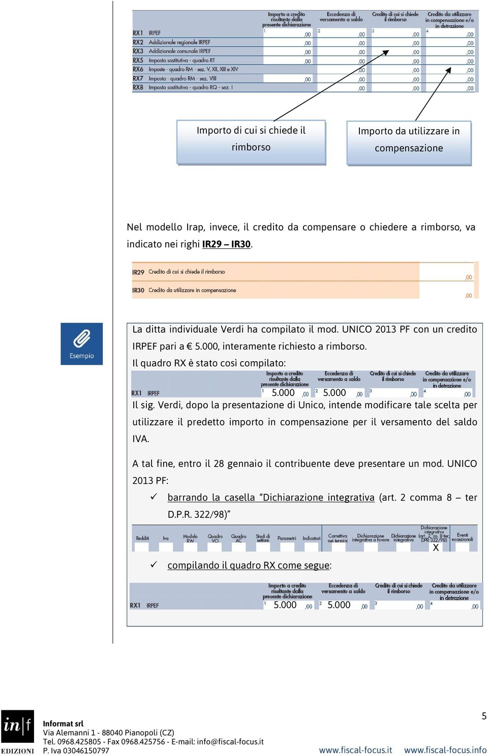 Verdi, dopo la presentazione di Unico, intende modificare tale scelta per utilizzare il predetto importo in compensazione per il versamento del saldo IVA.