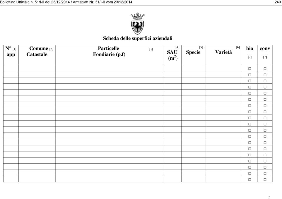 51/I-II vom 23/12/2014 240 Scheda delle superfici