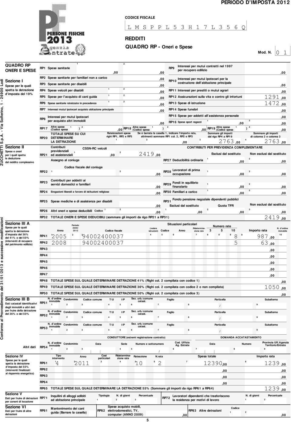 RO RP - Oneri e Spese 0 Conforme al Provvedimento del 00 e successive modificazioni ZUCCHETTI S.p.A.