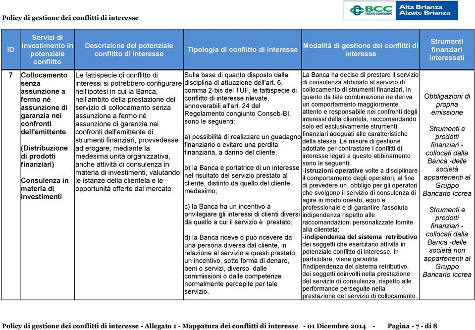 strumenti, provvedesse ad erogare, mediante la medesima unità organizzativa, anche attività di consulenza in materia di investimenti, valutando le istanze della clientela e le opportunità offerte dal