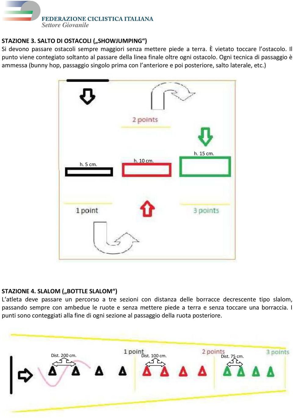 Ogni tecnica di passaggio è ammessa (bunny hop, passaggio singolo prima con l anteriore e poi posteriore, salto laterale, etc.) h. 5 h. 10 h. 15 STAZIONE 4.