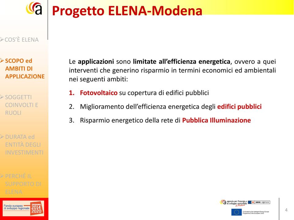 ambiti: 1. Fotovoltaico su copertura di edifici pubblici 2.