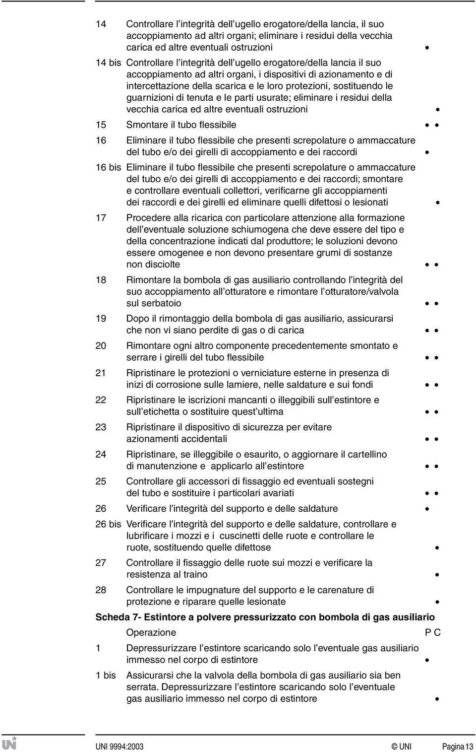 tenuta e le parti usurate; eliminare i residui della vecchia carica ed altre eventuali ostruzioni 15 Smontare il tubo flessibile 16 Eliminare il tubo flessibile che presenti screpolature o