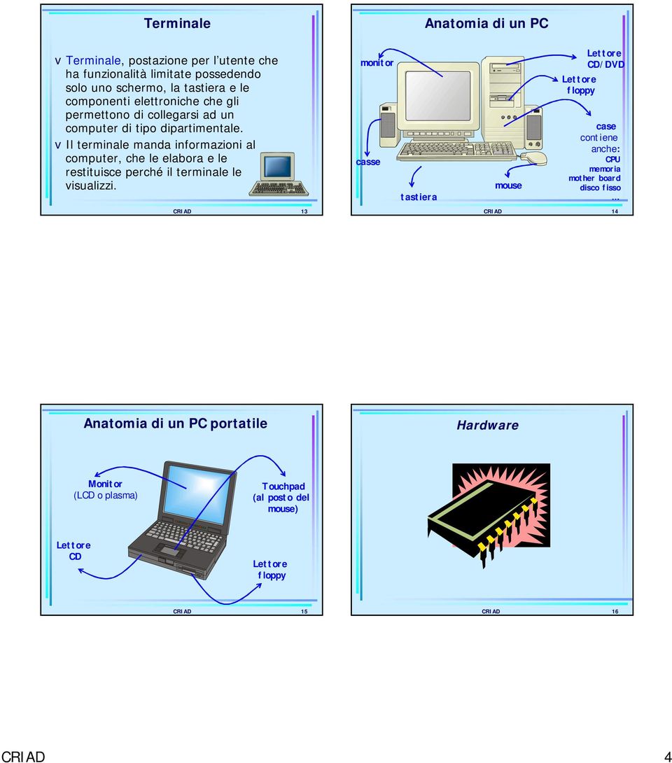 vil terminale manda informazioni al computer, che le elabora e le restituisce perché il terminale le visualizzi.