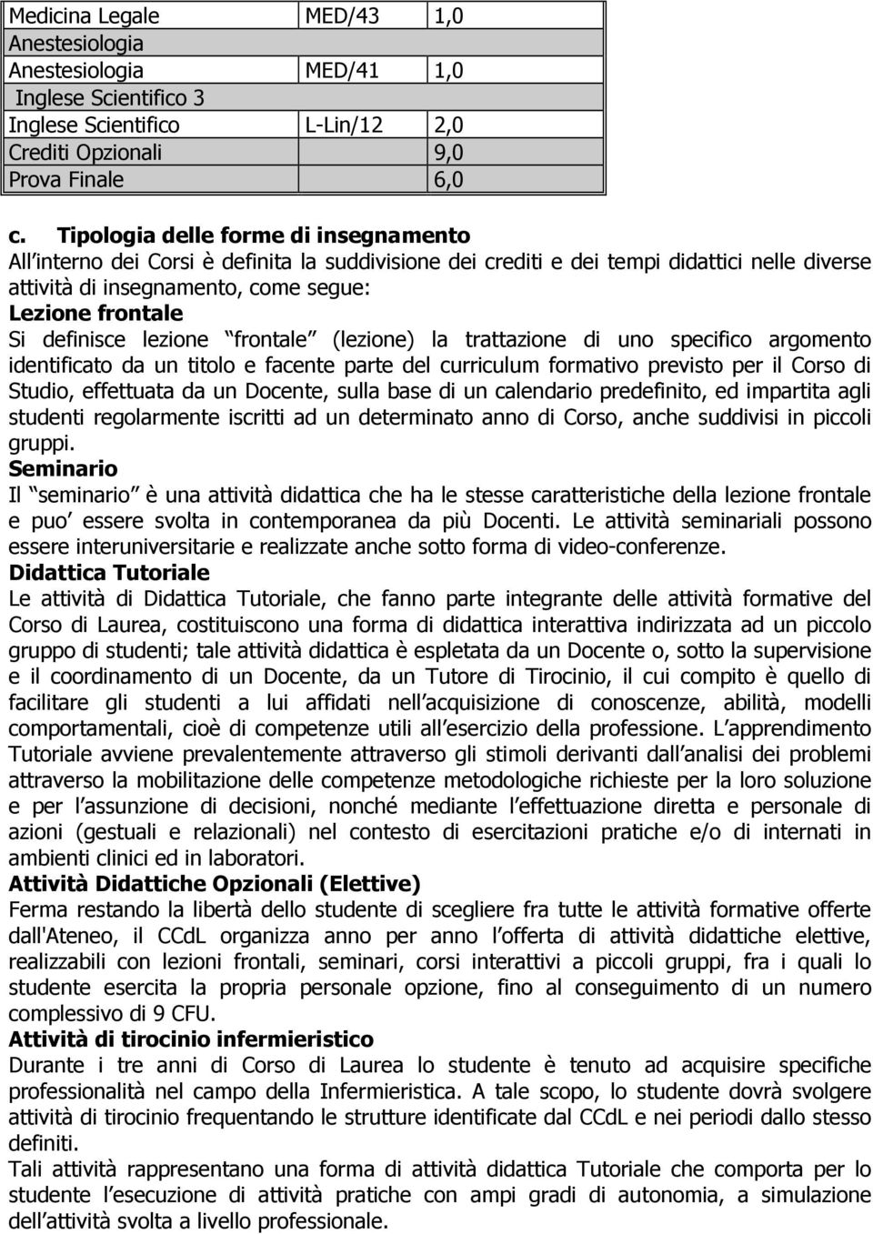 definisce lezione frontale (lezione) la trattazione di uno specifico argomento identificato da un titolo e facente parte del curriculum formativo previsto per il Corso di Studio, effettuata da un