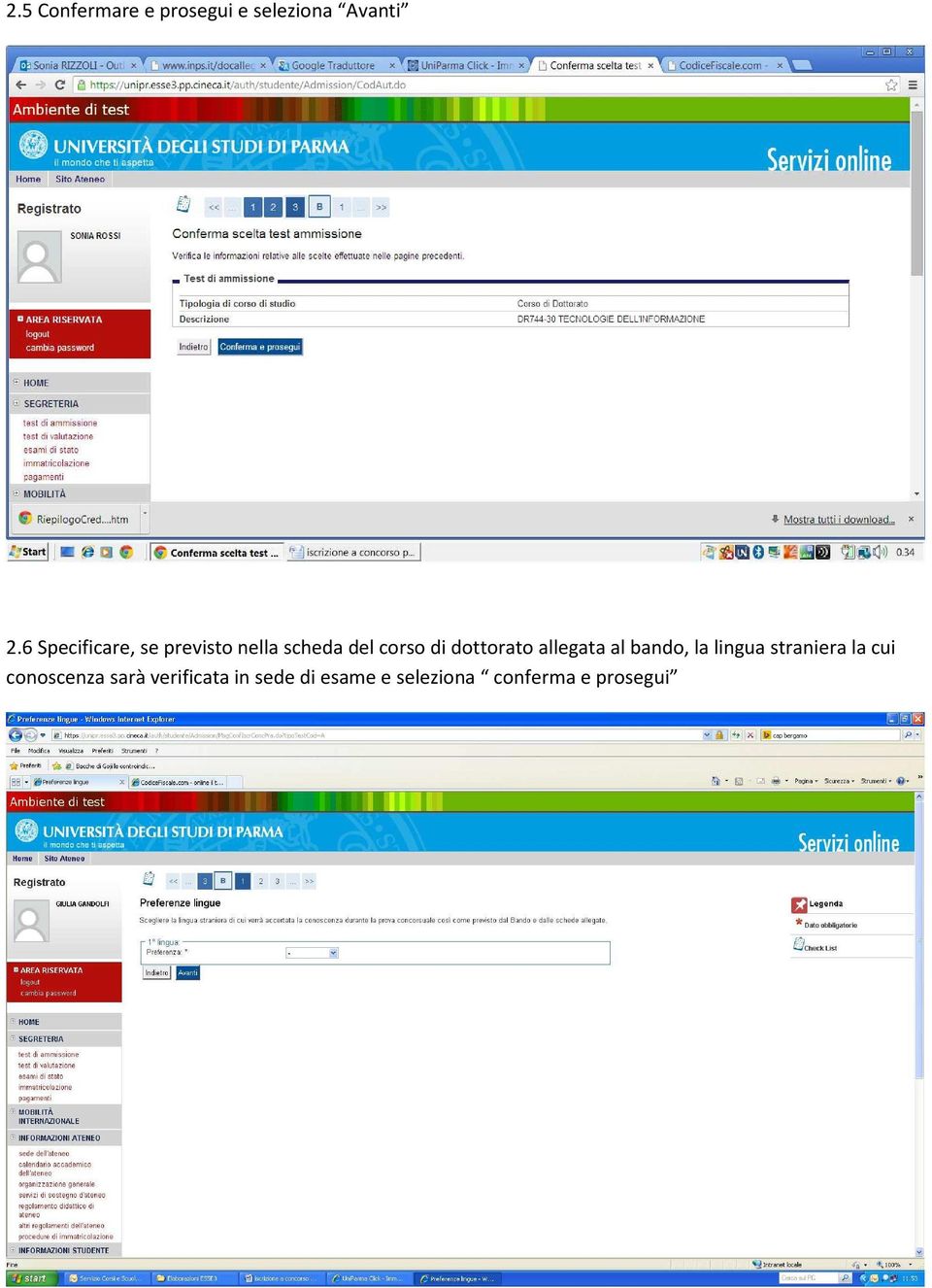 dottorato allegata al bando, la lingua straniera la cui