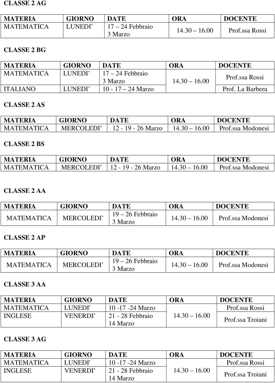 ssa Modonesi CLASSE 2 AA MATEMATICA MERCOLEDI 19 26 Febbraio Prof.ssa Modonesi CLASSE 2 AP MATEMATICA MERCOLEDI 19 26 Febbraio Prof.