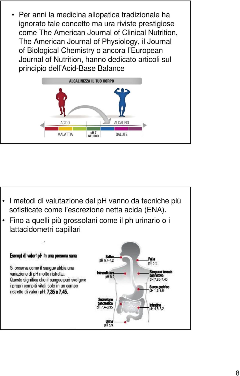 Nutrition, hanno dedicato articoli sul principio dell Acid-Base Balance I metodi di valutazione del ph vanno da tecniche più