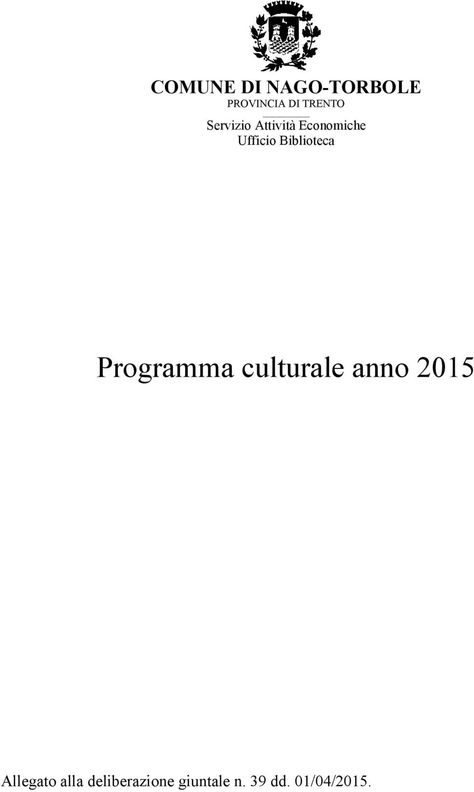 Biblioteca Programma culturale anno 2015