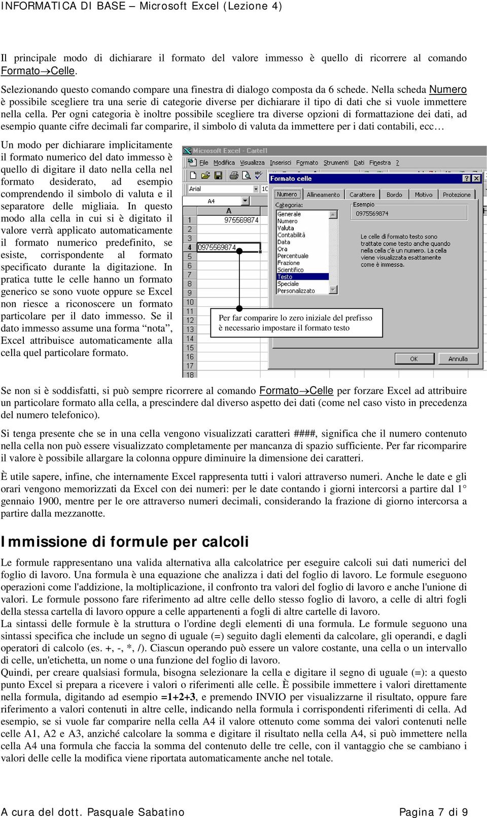 Per ogni categoria è inoltre possibile scegliere tra diverse opzioni di formattazione dei dati, ad esempio quante cifre decimali far comparire, il simbolo di valuta da immettere per i dati contabili,