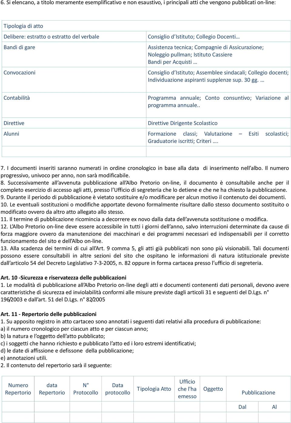 Collegio docenti; Individuazione aspiranti supplenze sup. 30 gg. Contabilità Programma annuale; Conto consuntivo; Variazione al programma annuale.