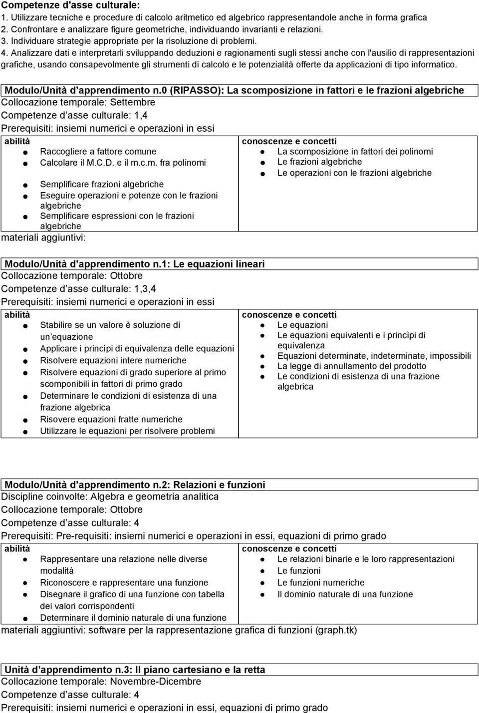 Analizzare dati e interpretarli sviluppando deduzioni e ragionamenti sugli stessi anche con l'ausilio di rappresentazioni grafiche, usando consapevolmente gli strumenti di calcolo e le potenzialità