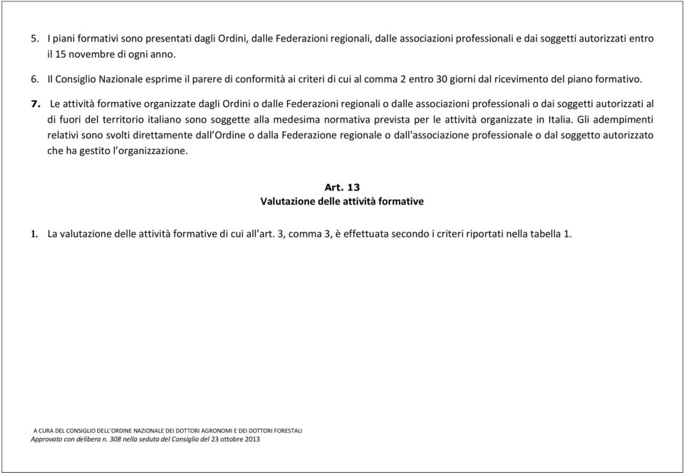 Le attività formative organizzate dagli Ordini o dalle Federazioni regionali o dalle associazioni professionali o dai soggetti autorizzati al di fuori del territorio italiano sono soggette alla