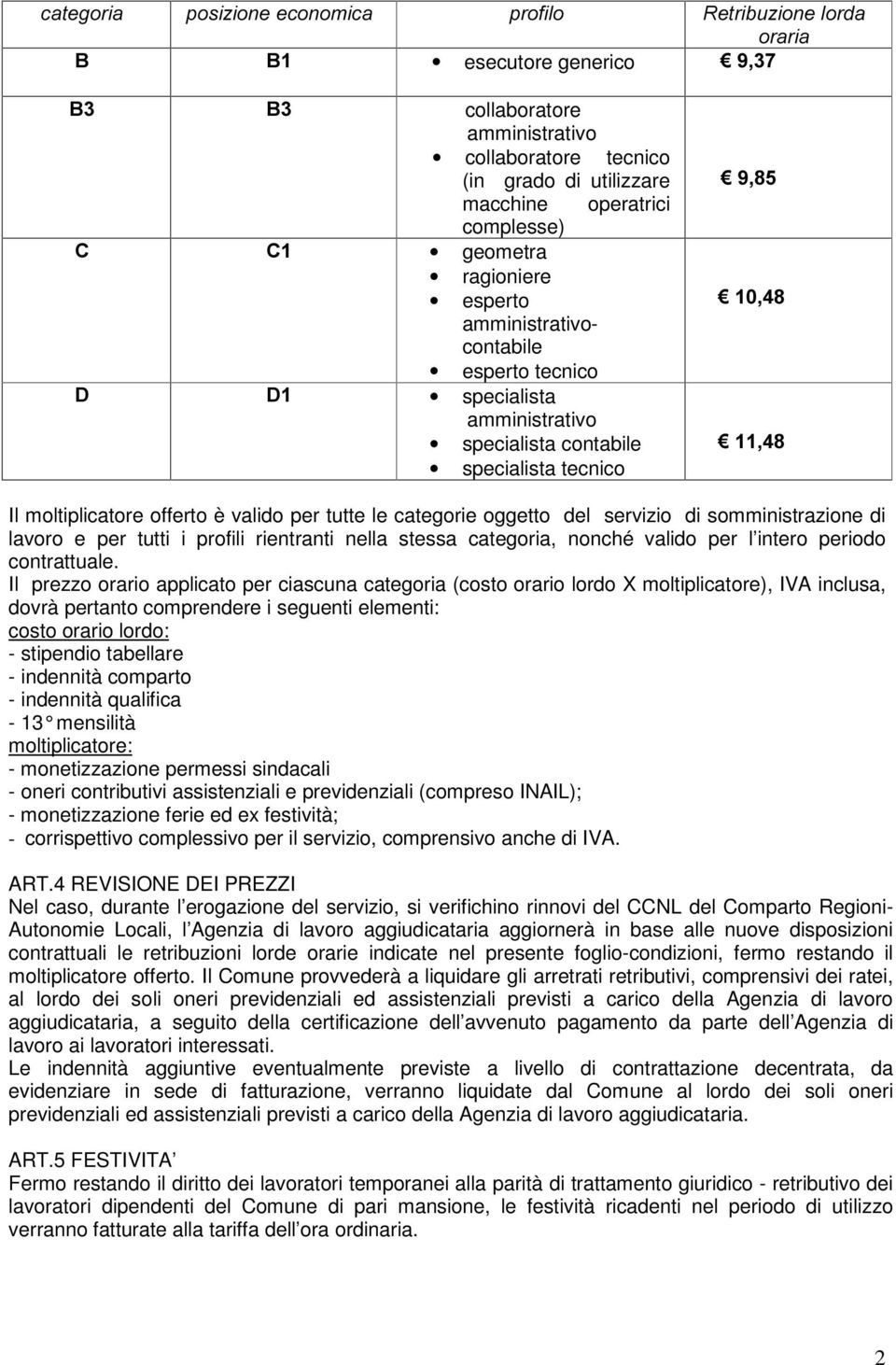 oggetto del servizio di somministrazione di lavoro e per tutti i profili rientranti nella stessa categoria, nonché valido per l intero periodo contrattuale.