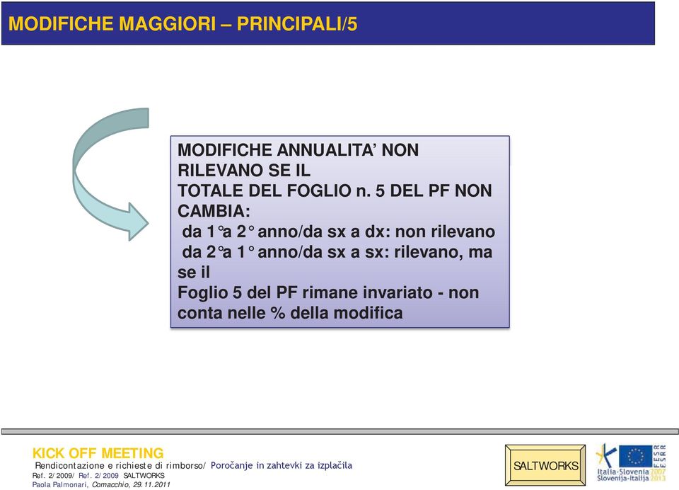 5 DEL PF NON CAMBIA: da 1 a 2 anno/da sx a dx: non rilevano da 2 a 1