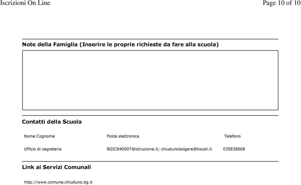 Telefono Ufficio di segreteria BGIC840007@istruzione.