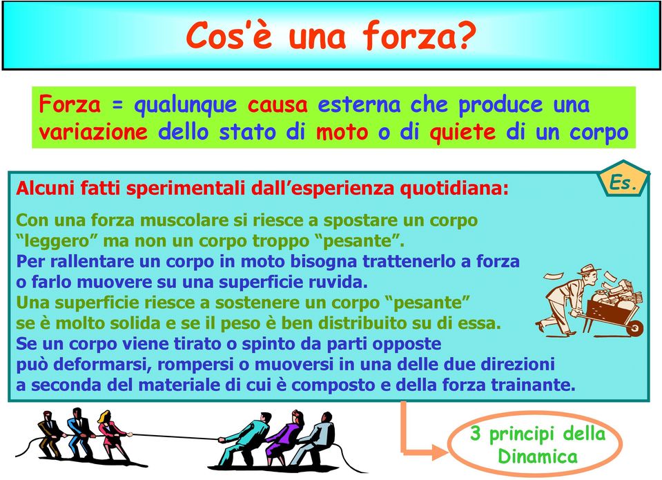 muscolare si riesce a spostare un corpo leggero ma non un corpo troppo pesante.