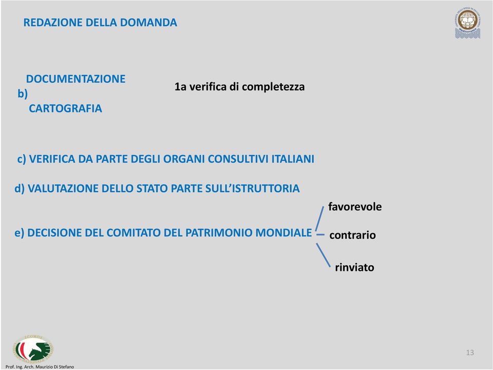 ITALIANI d) VALUTAZIONE DELLO STATO PARTE SULL ISTRUTTORIA e)