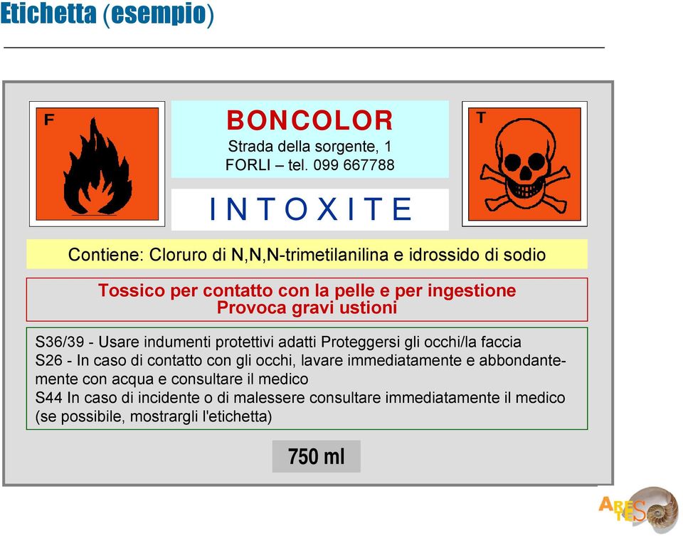 ingestione Provoca gravi ustioni S36/39 - Usare indumenti protettivi adatti Proteggersi gli occhi/la faccia S26 - In caso di contatto