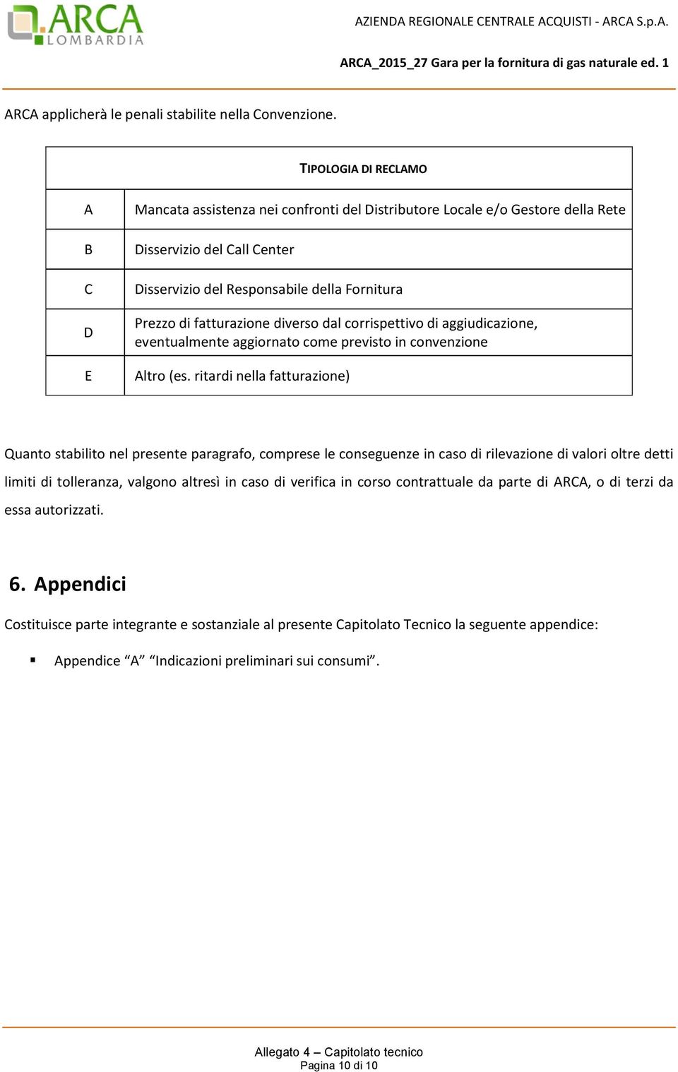 fatturazione diverso dal corrispettivo di aggiudicazione, eventualmente aggiornato come previsto in convenzione Altro (es.