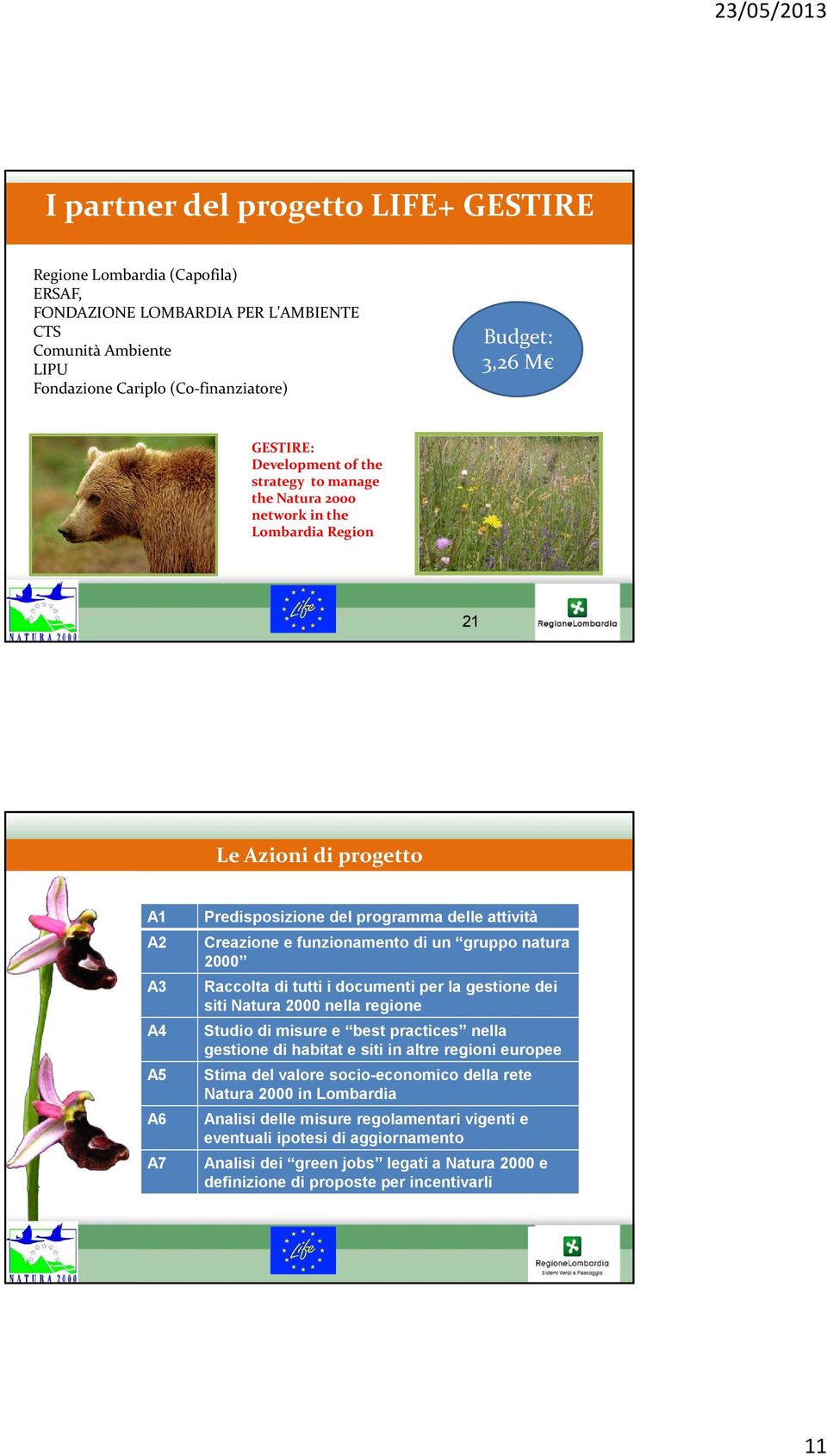 funzionamento di un gruppo natura 2000 Raccolta di tutti i documenti per la gestione dei siti Natura 2000 nella regione Studio di misure e best practices nella gestione di habitat e siti in altre