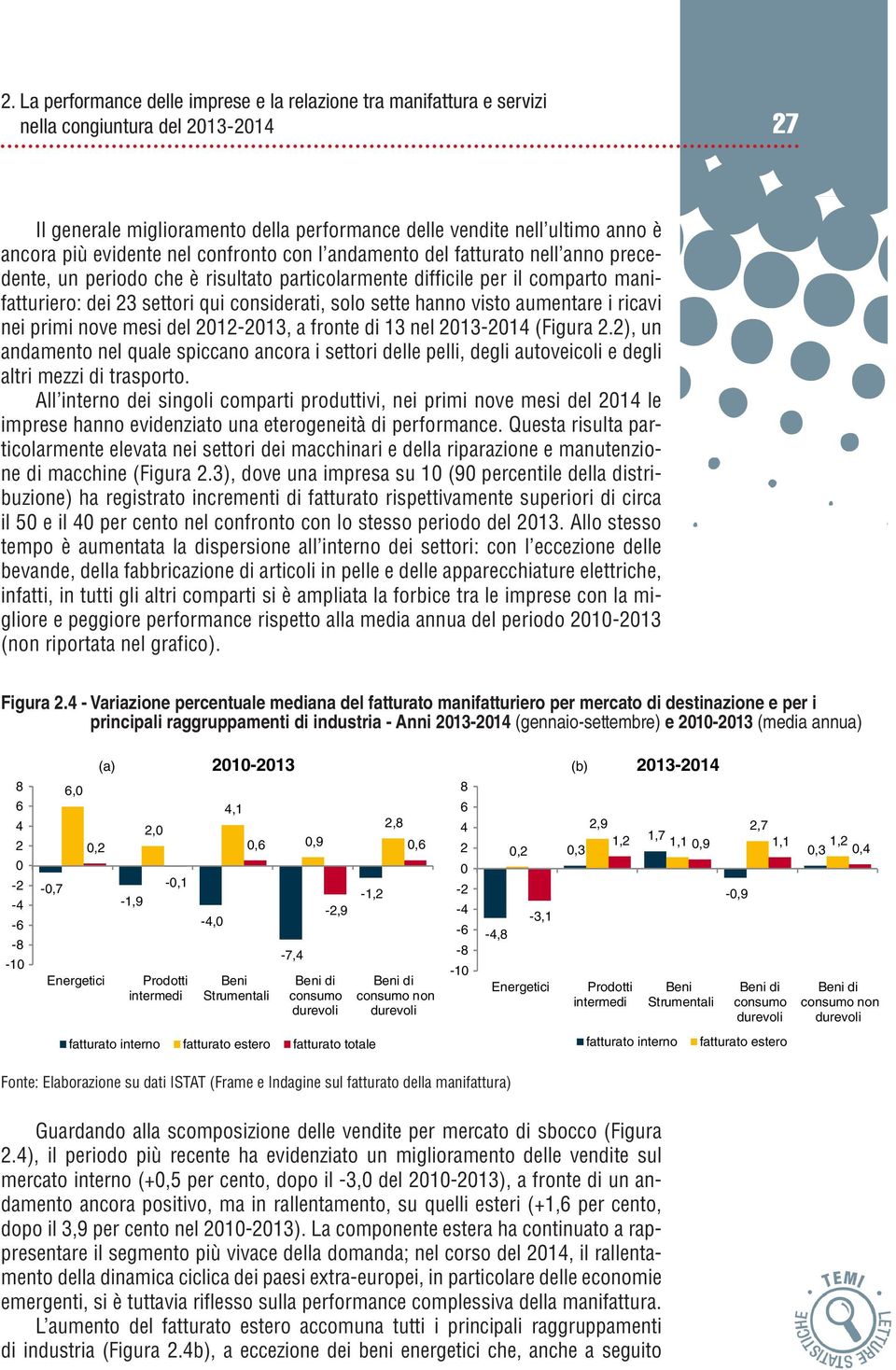 sette hanno visto aumentare i ricavi nei primi nove mesi del 212-213, a fronte di 13 nel 213-214 (Figura 2.