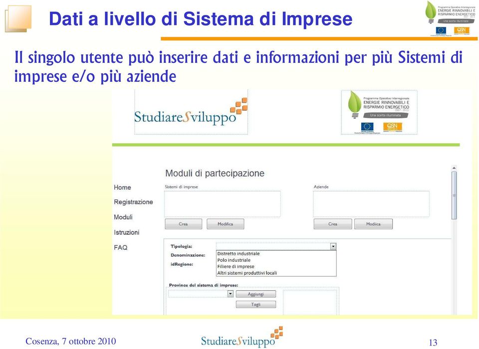 informazioni per più Sistemi di imprese