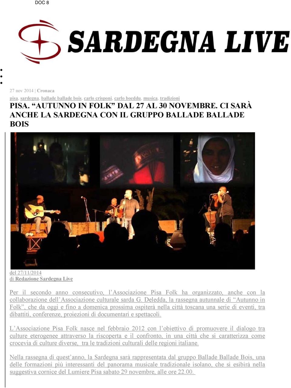 collaborazione dell Associazione culturale sarda G.