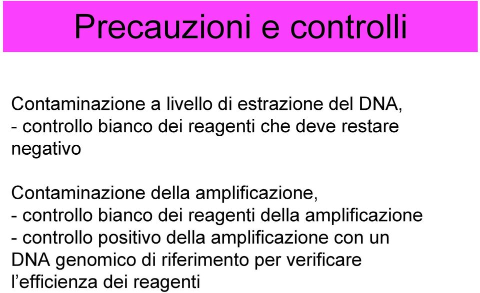 controllo bianco dei reagenti della amplificazione - controllo positivo della