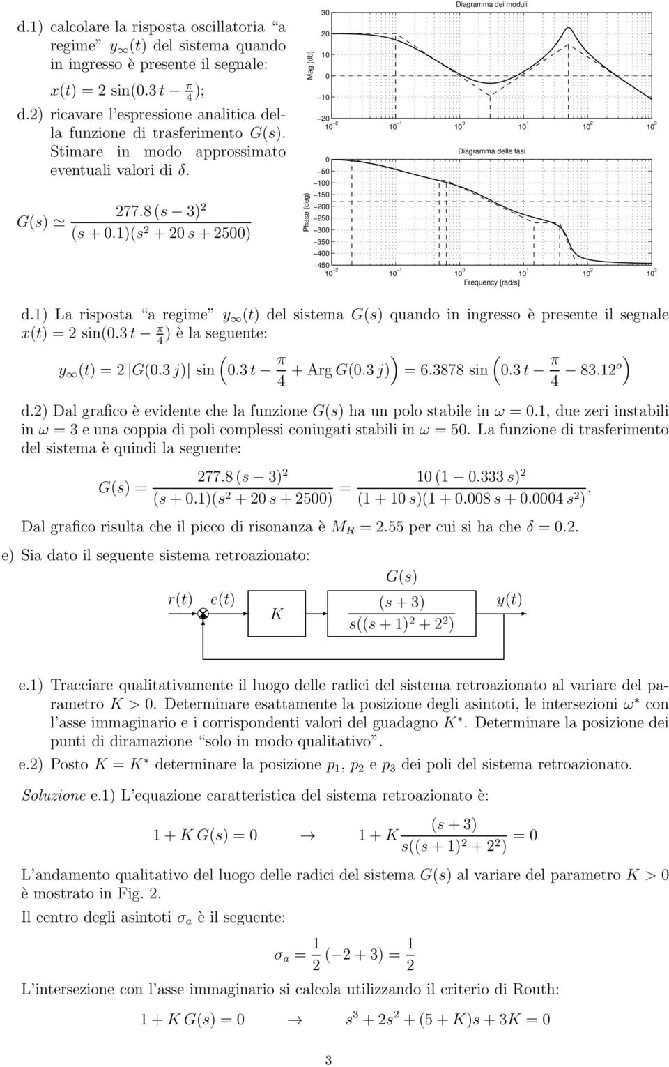 1)(s +s+) Mag (db) Phase (deg) 3 1 1 Diagramma dei moduli 1 1 1 1 1 1 1 1 3 1 1 3 3 Diagramma delle fasi 1 1 1 1 1 1 1 1 3 Frequency [rad/s] d.