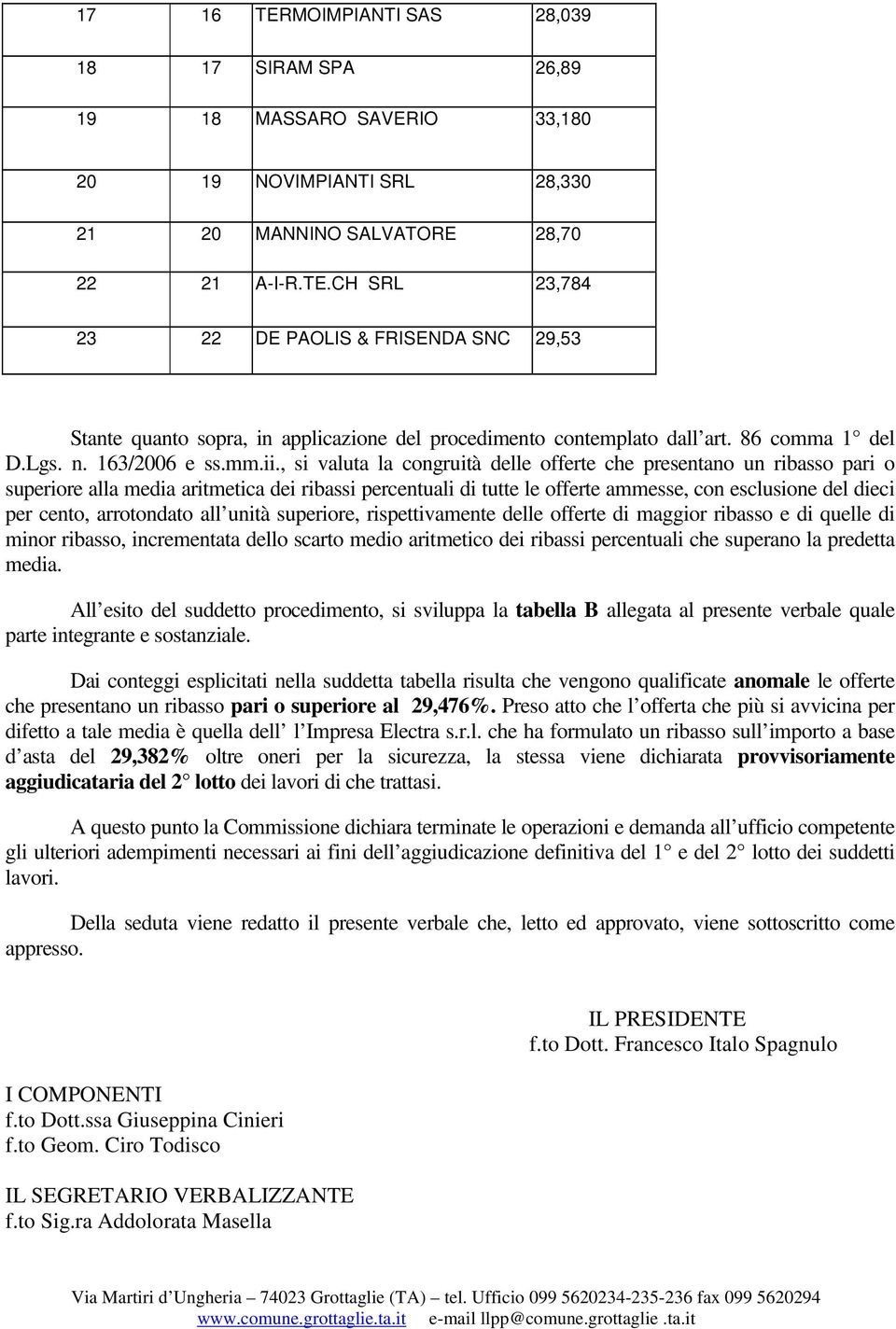 , si valuta la congruità delle offerte che presentano un ribasso pari o superiore alla media aritmetica dei ribassi percentuali di tutte le offerte ammesse, con esclusione del dieci per cento,