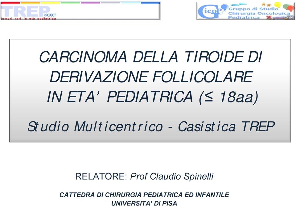 Casistica TREP RELATORE: Prof Claudio Spinelli