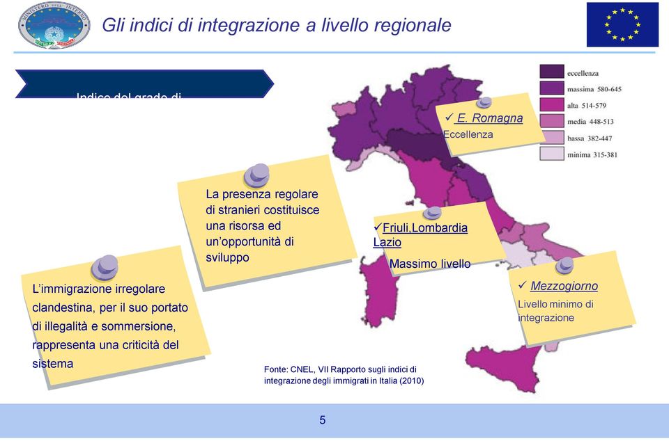 del sistema La presenza regolare di stranieri costituisce una risorsa ed un opportunità di sviluppo Friuli,Lombardia Lazio Fonte: