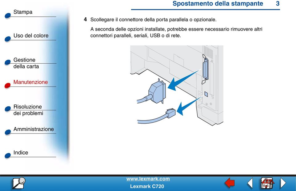 Spostamento della stampante 3 A seconda delle opzioni