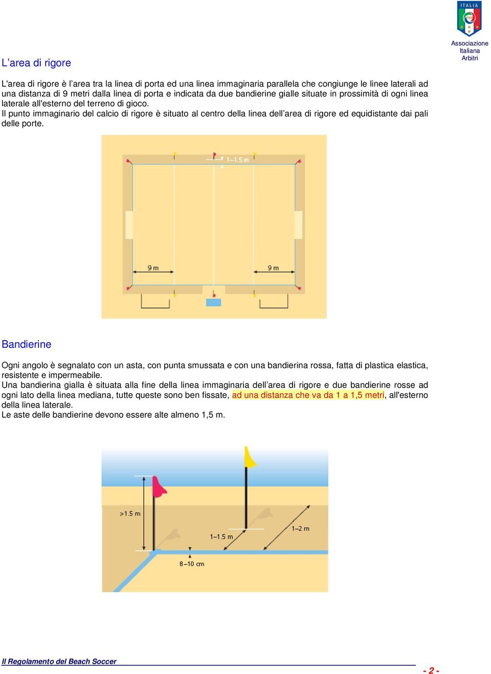 Il punto immaginario del calcio di rigore è situato al centro della linea dell area di rigore ed equidistante dai pali delle porte.