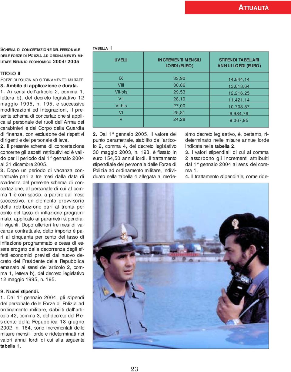 195, e successive modificazioni ed integrazioni, il presente schema di concertazione si applica al personale dei ruoli dell Arma dei carabinieri e del Corpo della Guardia di finanza, con esclusione