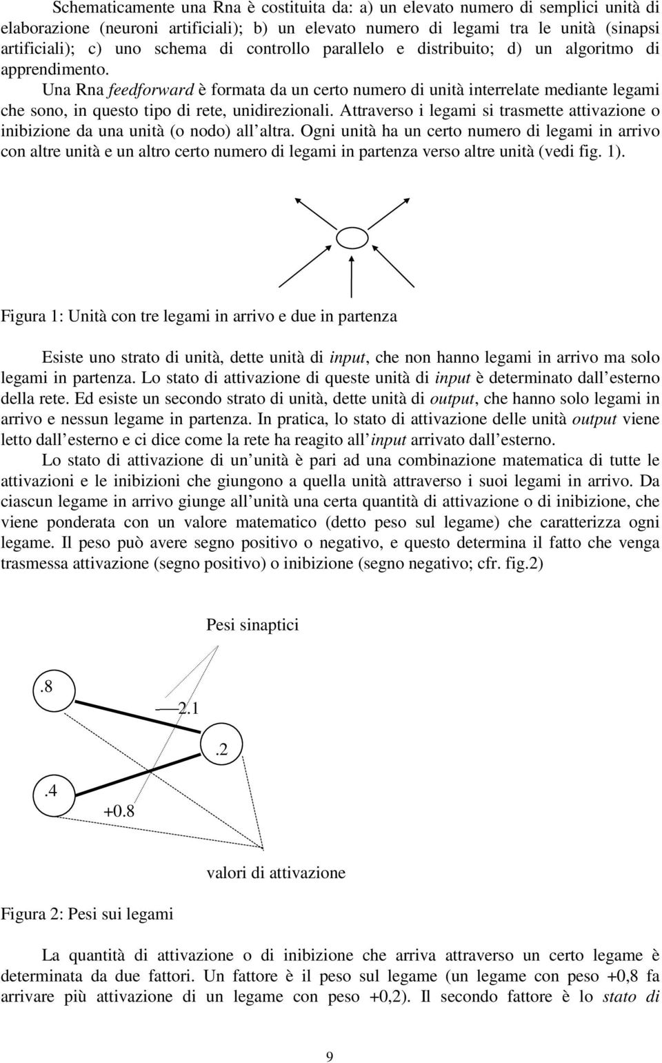 Una Rna feedforward è formata da un certo numero di unità interrelate mediante legami che sono, in questo tipo di rete, unidirezionali.